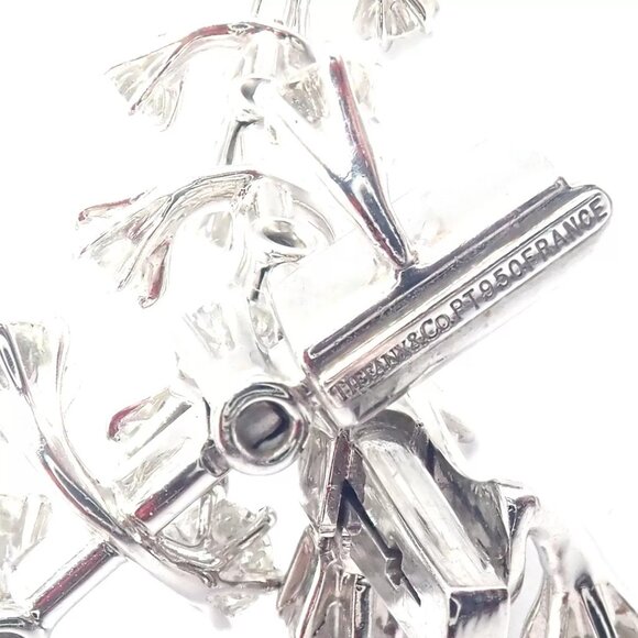 Authentic Tiffany & Co Spray Platinum Diamond Necklace Earrings Set Paper France - Picture 9 of 16